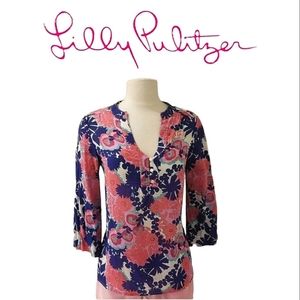 Lilly Pulitzer Lightweight Pink & Blue Floral Tunic XS-S